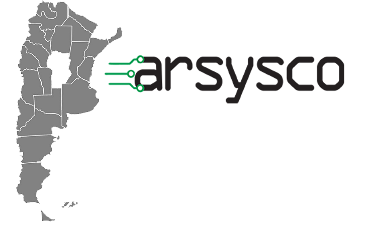 Map of Argentina with the Arsysco wordmark